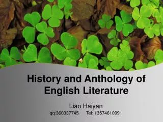 History and Anthology of English Literature