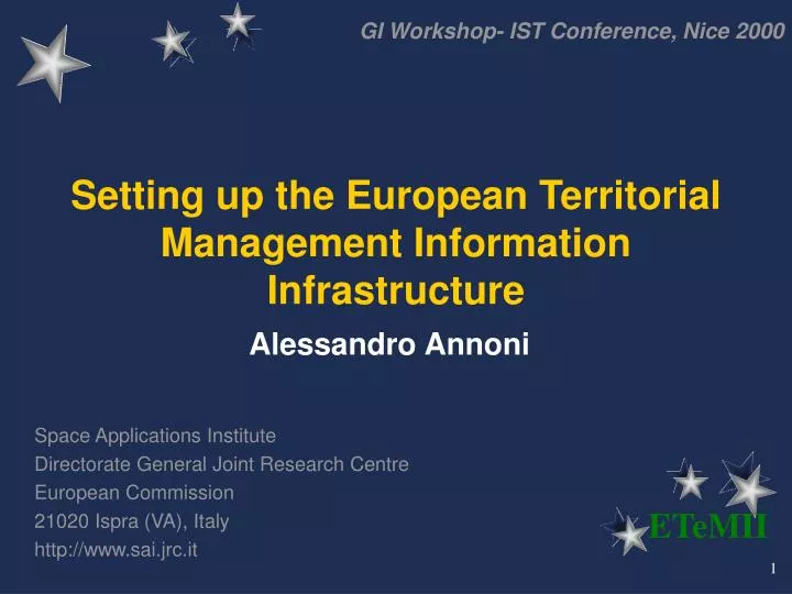 setting up the european territorial management information infrastructure