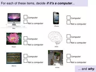 For each of these items, decide if it's a computer ...