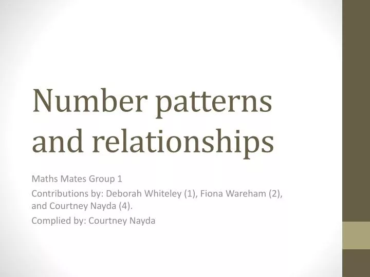 number patterns and relationships