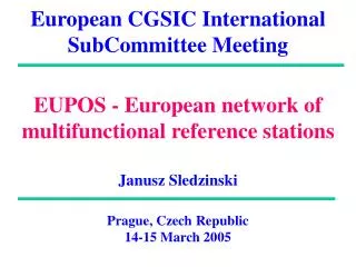 European CGSIC International SubCommittee Meeting