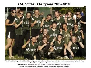 CVC Softball Champions 2009-2010