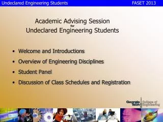 Academic Advising Session for Undeclared Engineering Students