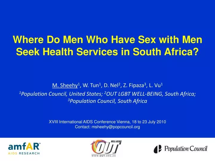 where do men who have sex with men seek health services in south africa