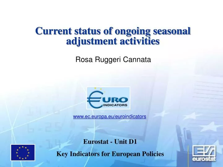 current status of ongoing seasonal adjustment activities