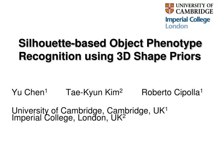 silhouette based object phenotype recognition using 3d shape priors