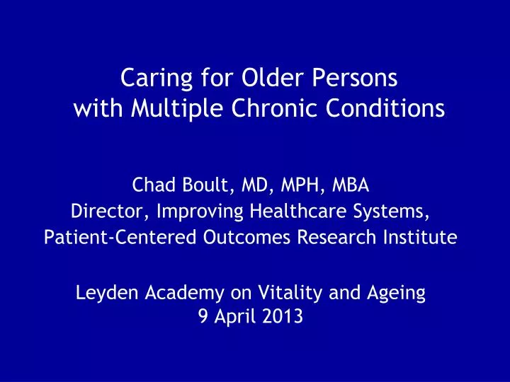 caring for older persons with multiple chronic conditions