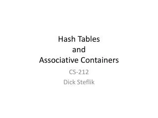 Hash Tables and Associative Containers