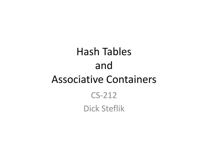 hash tables and associative containers