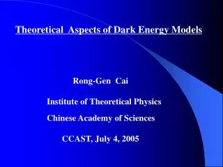 Theoretical Aspects of Dark Energy Models