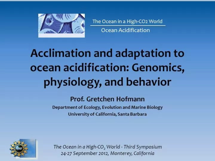 acclimation and adaptation to ocean acidification genomics physiology and behavior