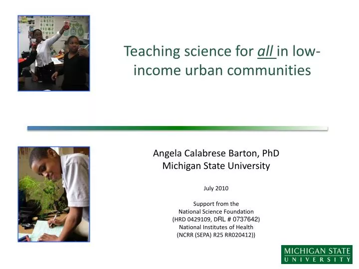 teaching science for all in low income urban communities