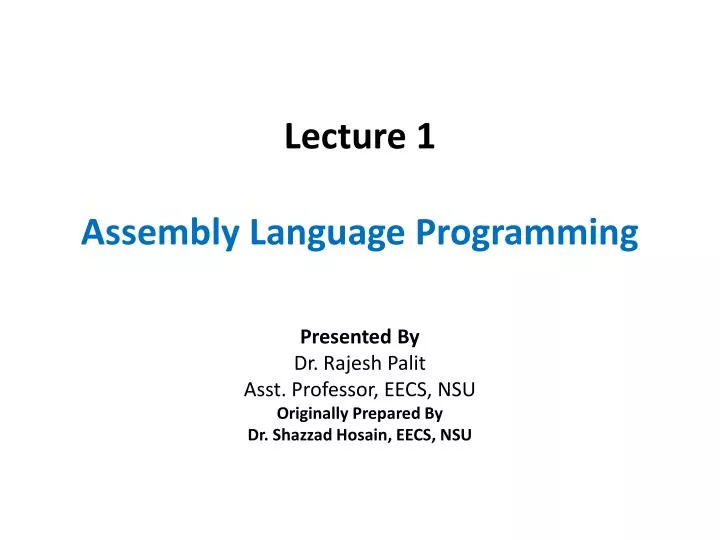 lecture 1 assembly language programming
