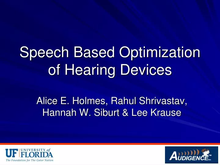 speech based optimization of hearing devices