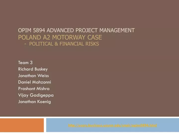 opim 5894 advanced project management poland a2 motorway case political financial risks