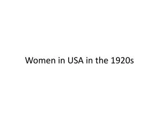 Women in USA in the 1920s