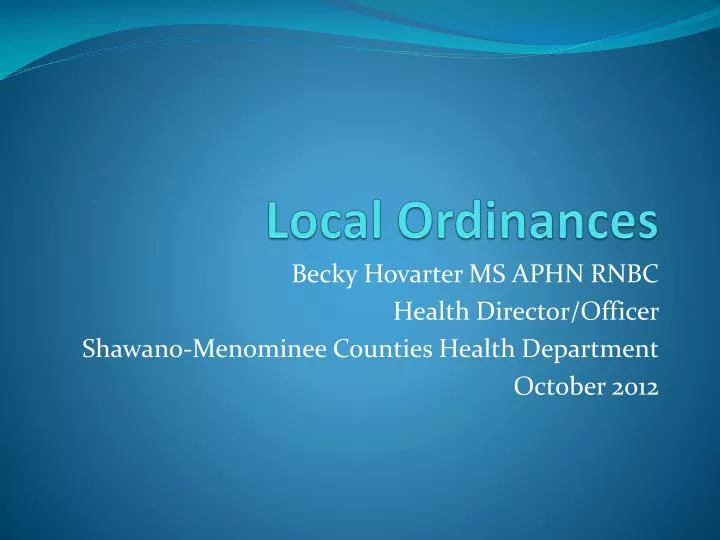 local ordinances