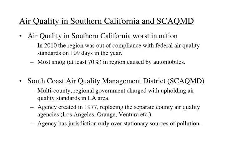 air quality in southern california and scaqmd