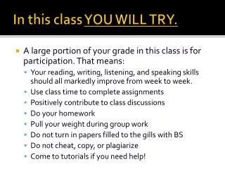 In this class YOU WILL TRY.