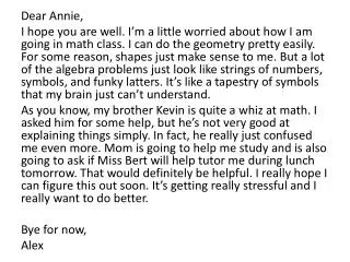 Dear Annie,