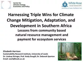 Lessons from community based natural resource management and payment for ecosystem services