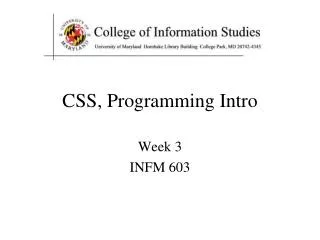 CSS, Programming Intro