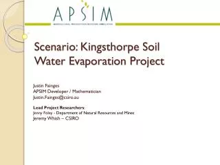Scenario: Kingsthorpe Soil Water Evaporation Project