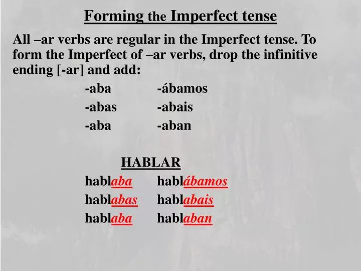 forming the imperfect tense