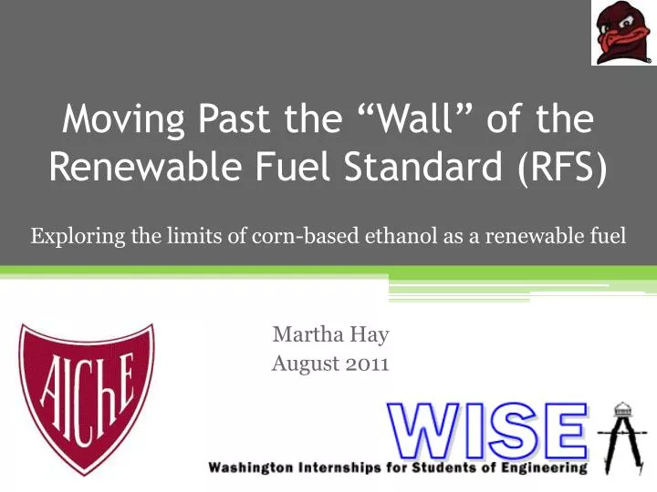 moving past the wall of the renewable fuel standard rfs