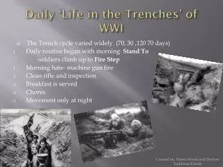 Daily ‘Life in the Trenches’ of WWI