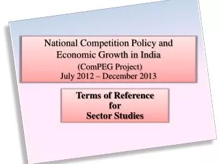 Terms of Reference for Sector Studies