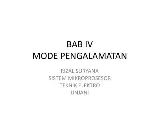 BAB IV MODE PENGALAMATAN