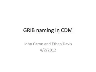 GRIB naming in CDM