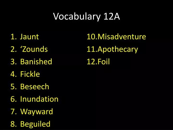 vocabulary 12a