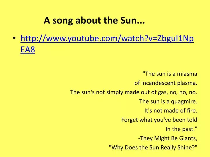 a song about the sun
