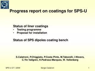 Progress report on coatings for SPS-U