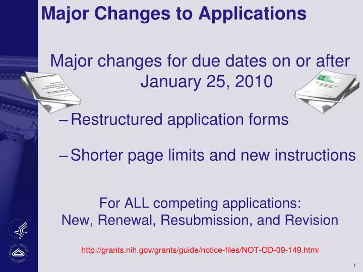 major changes to applications
