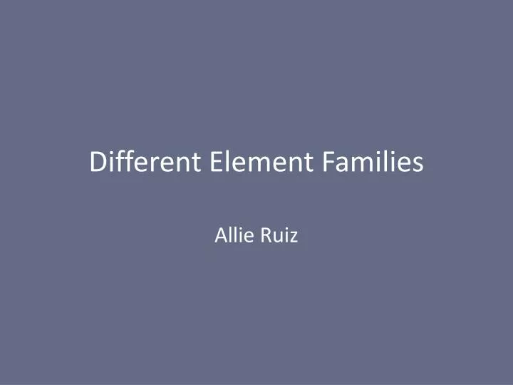 different element families