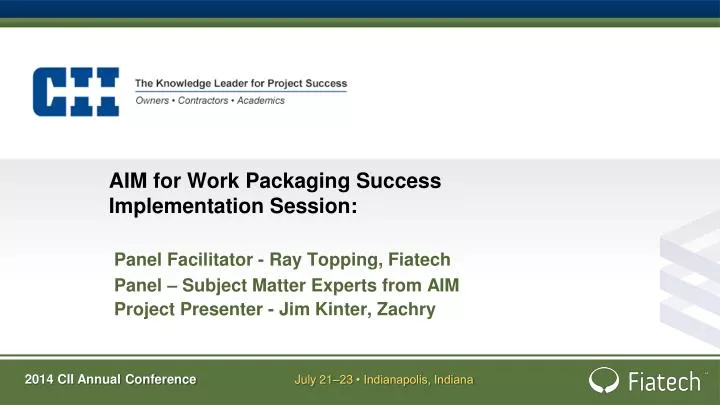 aim for work packaging success implementation session