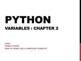 Python Variables : chapter 2