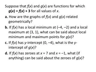 a. g(x) = f(x) + 5 b. h(x) = f(x+1)