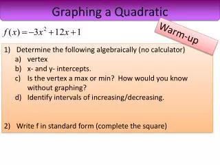 Graphing a Quadratic