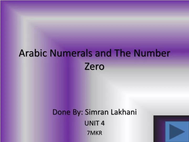 arabic numerals and the n umber zero