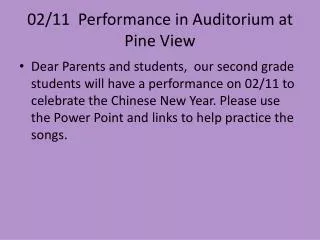 02/11 Performance in Auditorium at Pine View