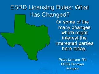ESRD Licensing Rules: What Has Changed?