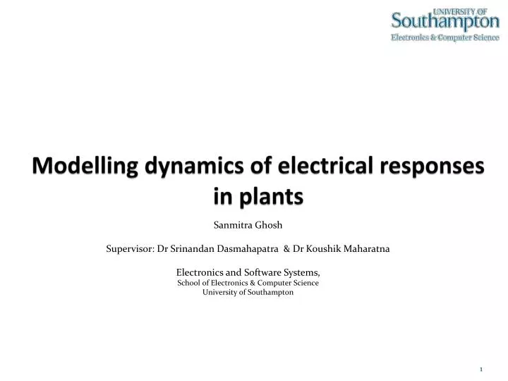 modelling dynamics of electrical responses in plants