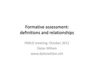 Formative assessment: definitions and relationships