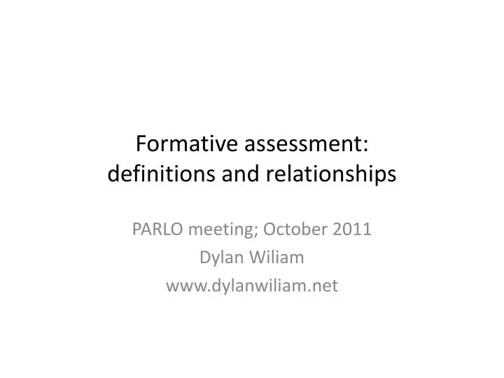 formative assessment definitions and relationships