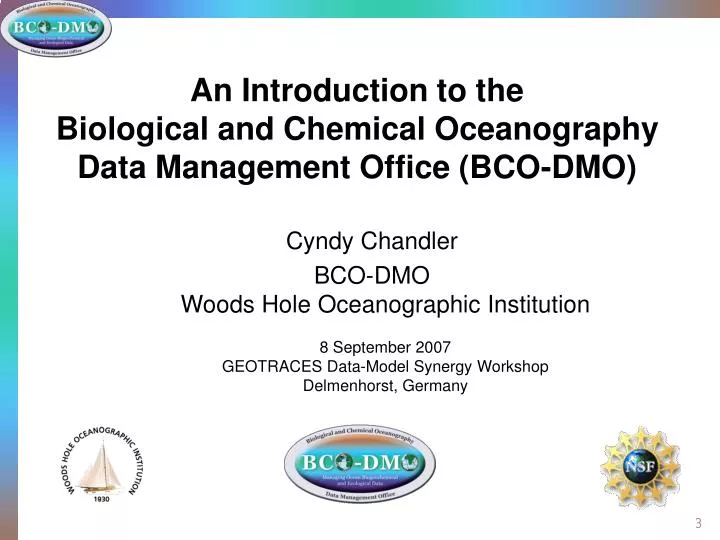 an introduction to the biological and chemical oceanography data management office bco dmo