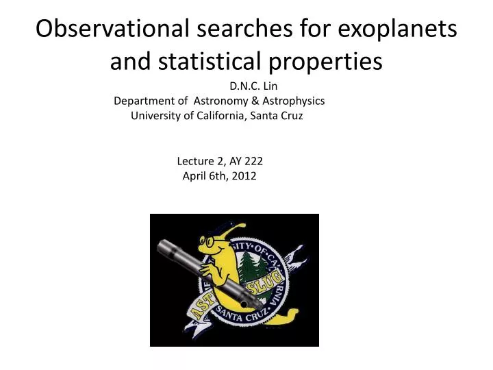 observational searches for exoplanets and statistical properties